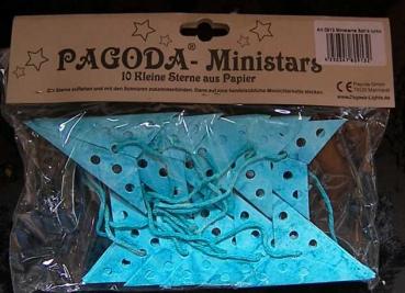 Mini stars batik turquoise, SET of 10 pieces